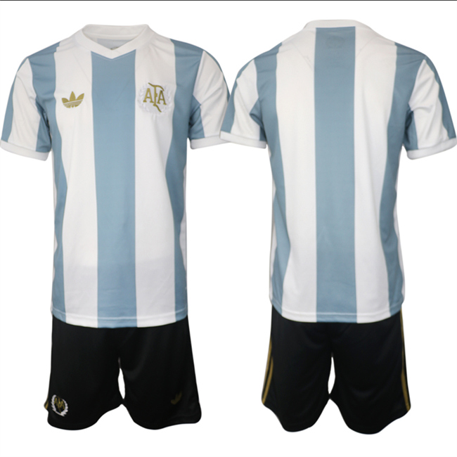 Men's Argentina Blank White/Blue 2024-25 50th Anniversary Home Soccer Jersey Suit